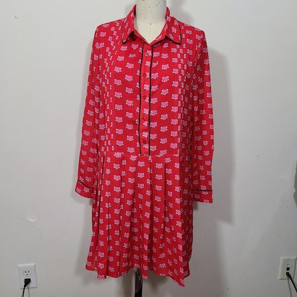Elf Sack Draped Pleated Waisted Foxy Red Mini Dres - Picture 1 of 9